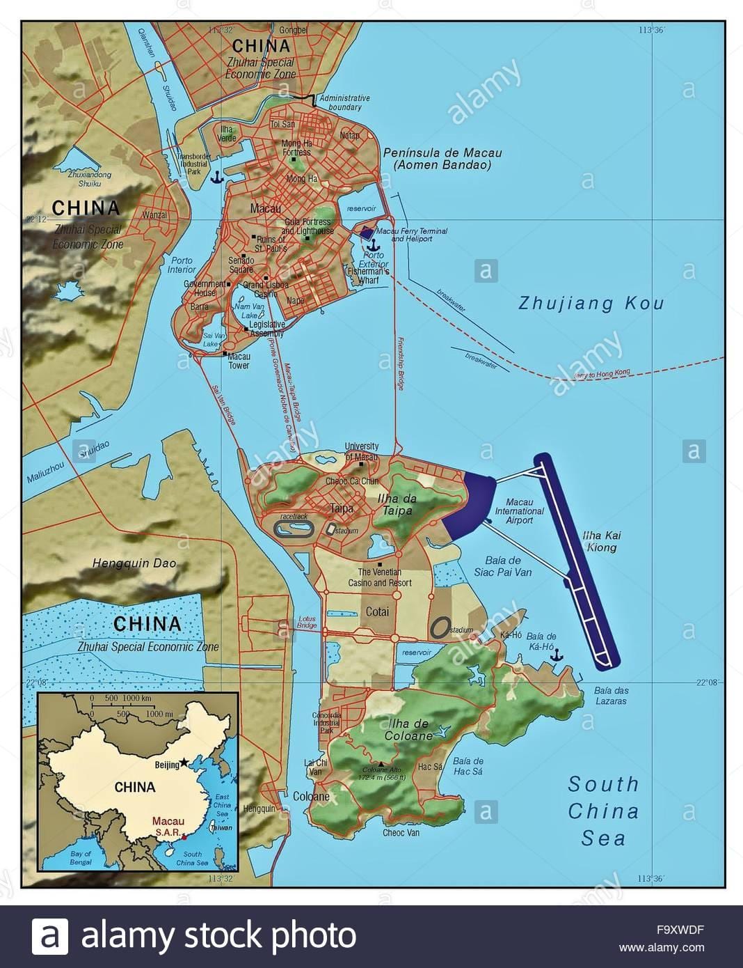Macau šalies pasaulio žemėlapyje