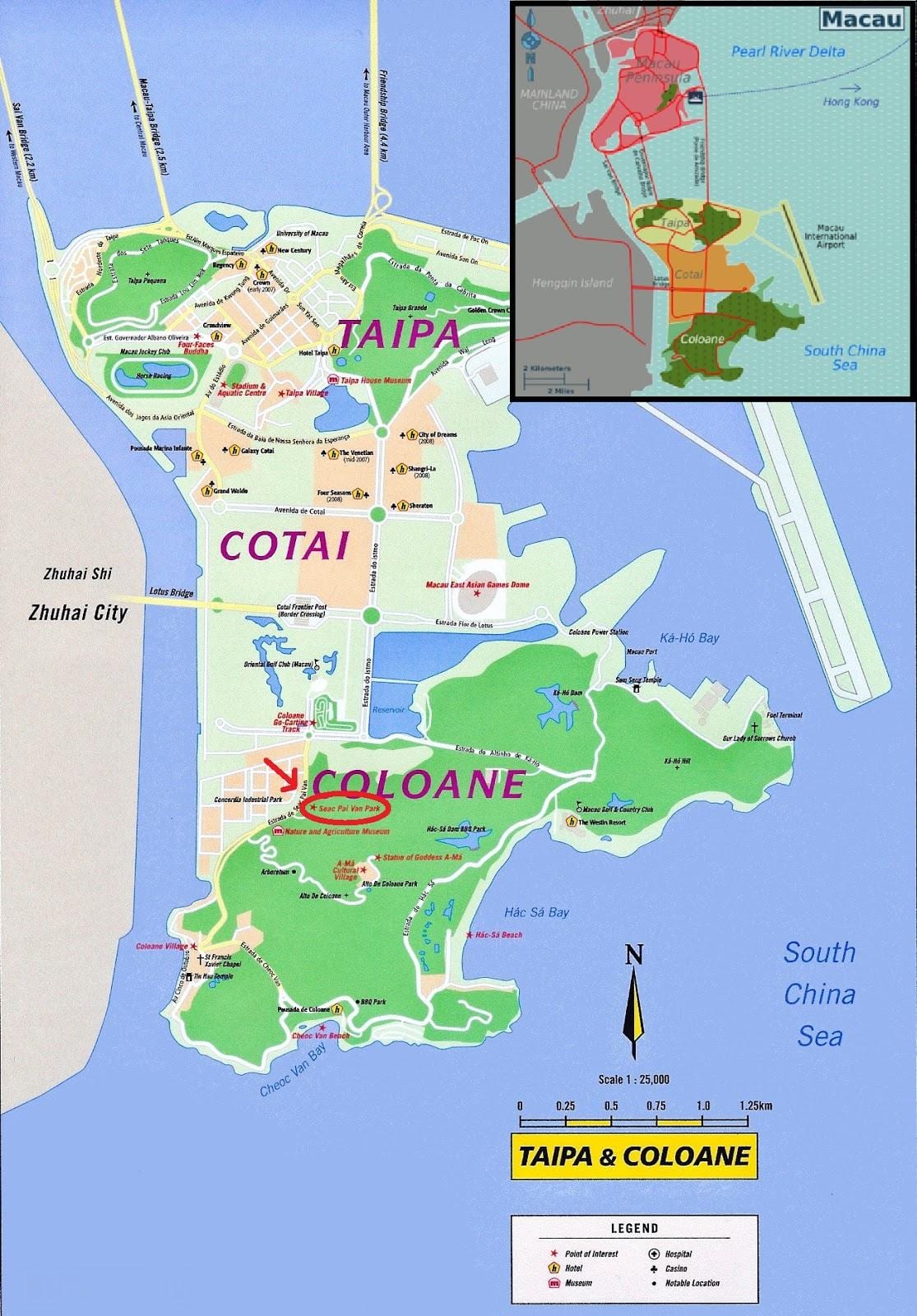 žemėlapis Macau keltų 