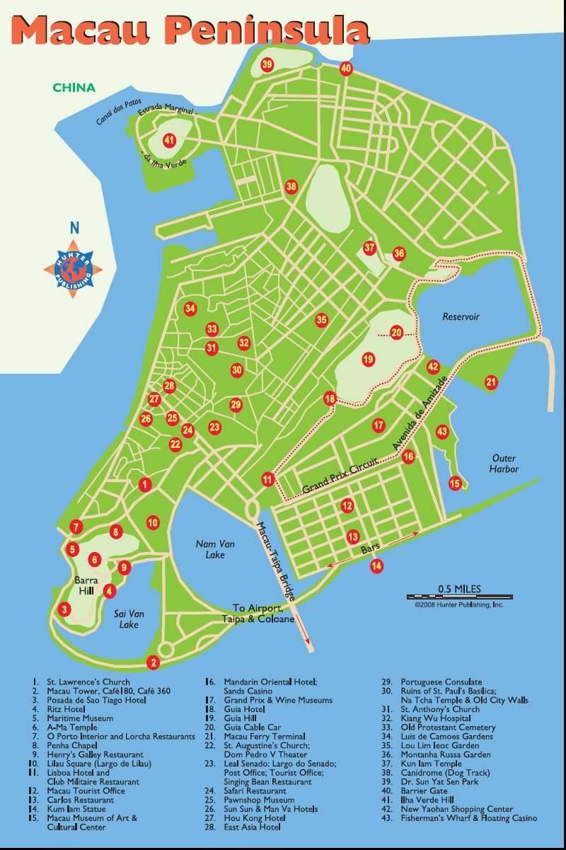 Macau lankytinos vietos žemėlapyje