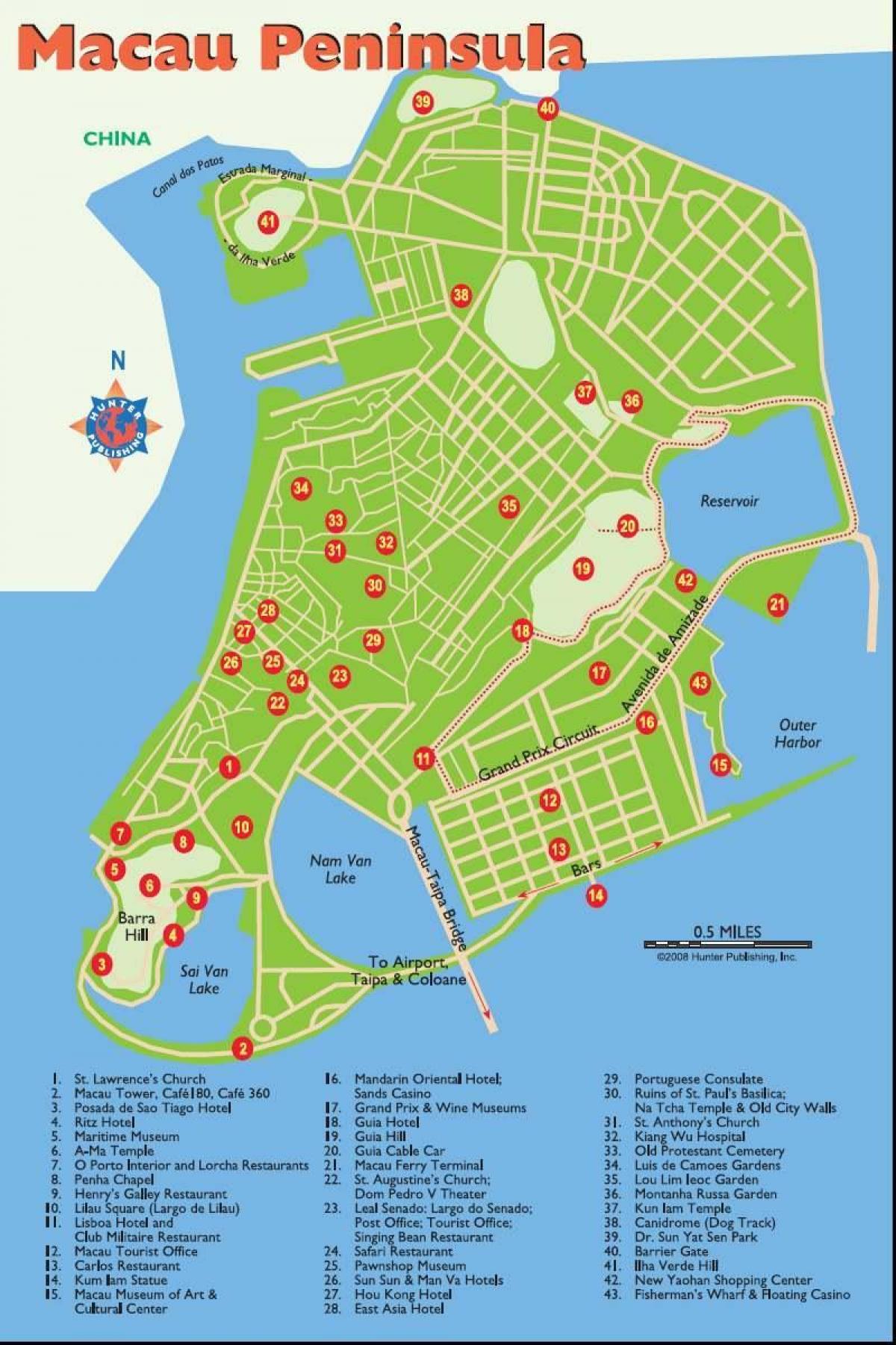 Macau lankytinos vietos žemėlapyje
