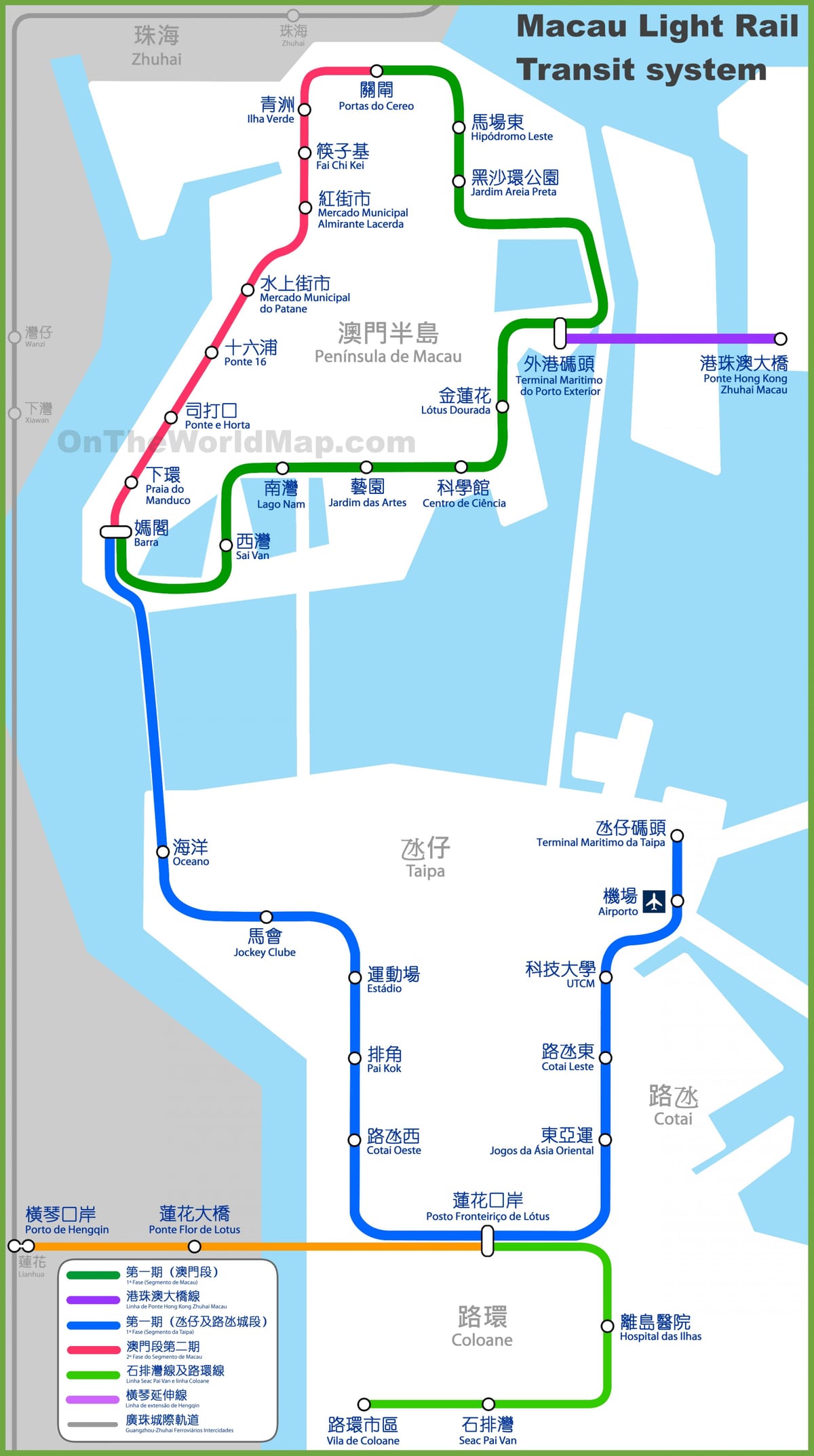 Macau mtr žemėlapyje
