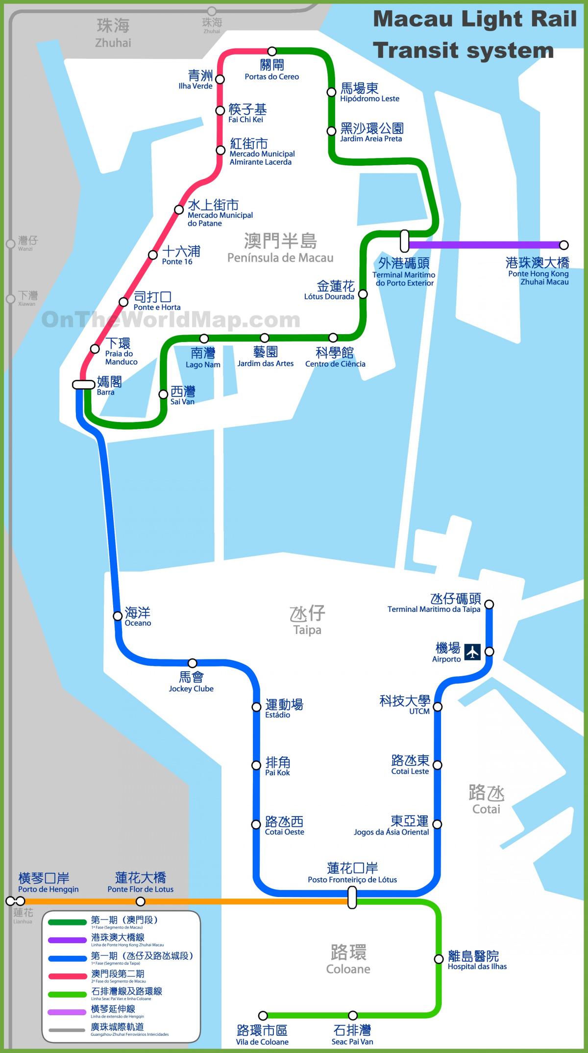 Macau mtr žemėlapyje
