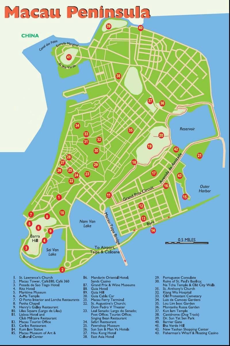 Macau lankytinų vietų žemėlapis